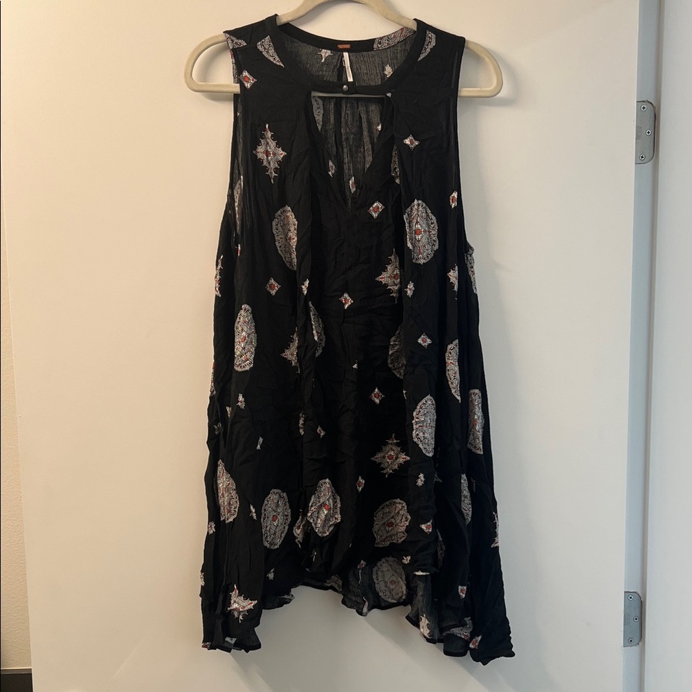 Free People Black Sleeveless Dress with Pattern